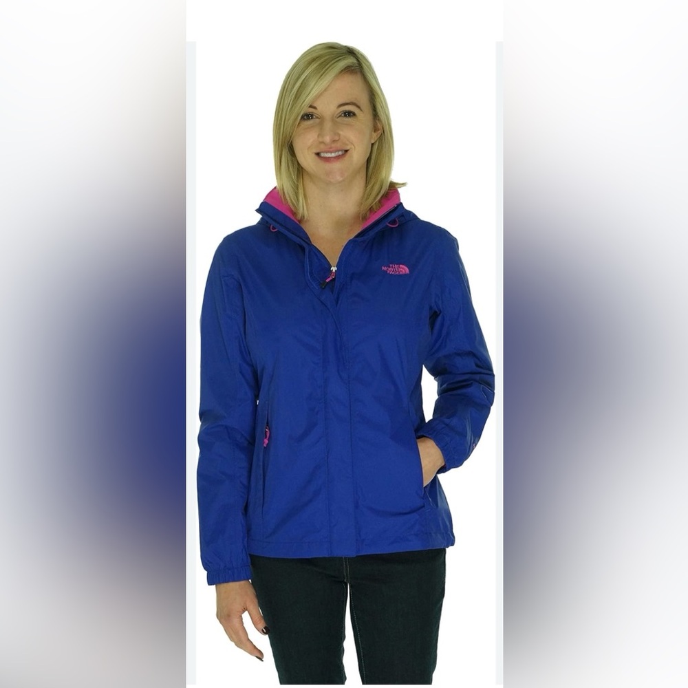 The North Face Women's Royal Blue Hooded Shell with Pink Accents